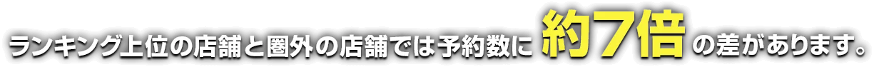 ランキング上位の店舗と圏外の店舗では予約数に約7倍の差があります。